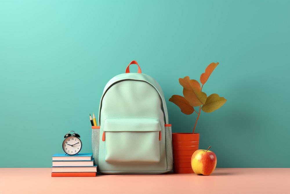 Education backpack handbag yellow. AI generated Image by rawpixel.