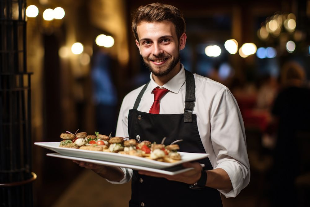 Waiter adult plate chef. AI generated Image by rawpixel.