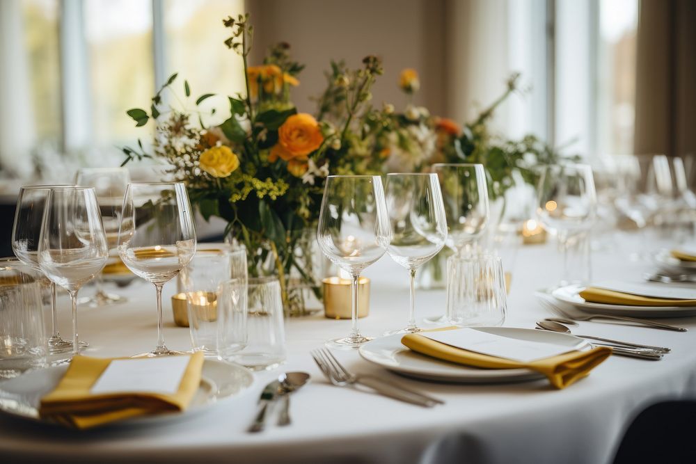 Table furniture tabletop wedding. AI generated Image by rawpixel.