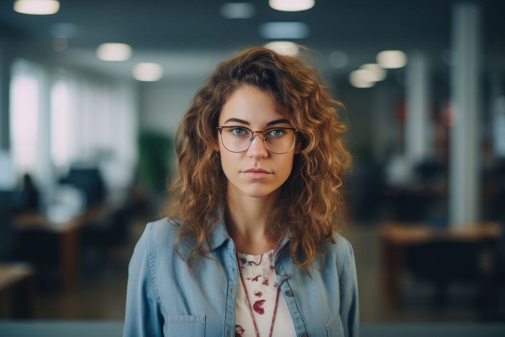 Portrait glasses office photo. 