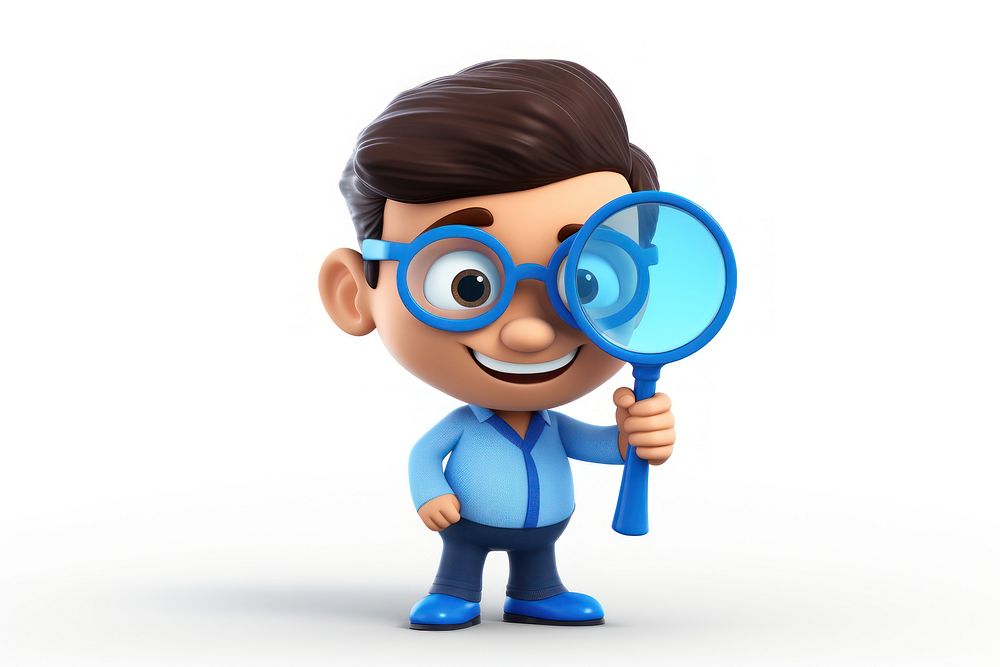 Magnifying holding cartoon blue. AI generated Image by rawpixel.