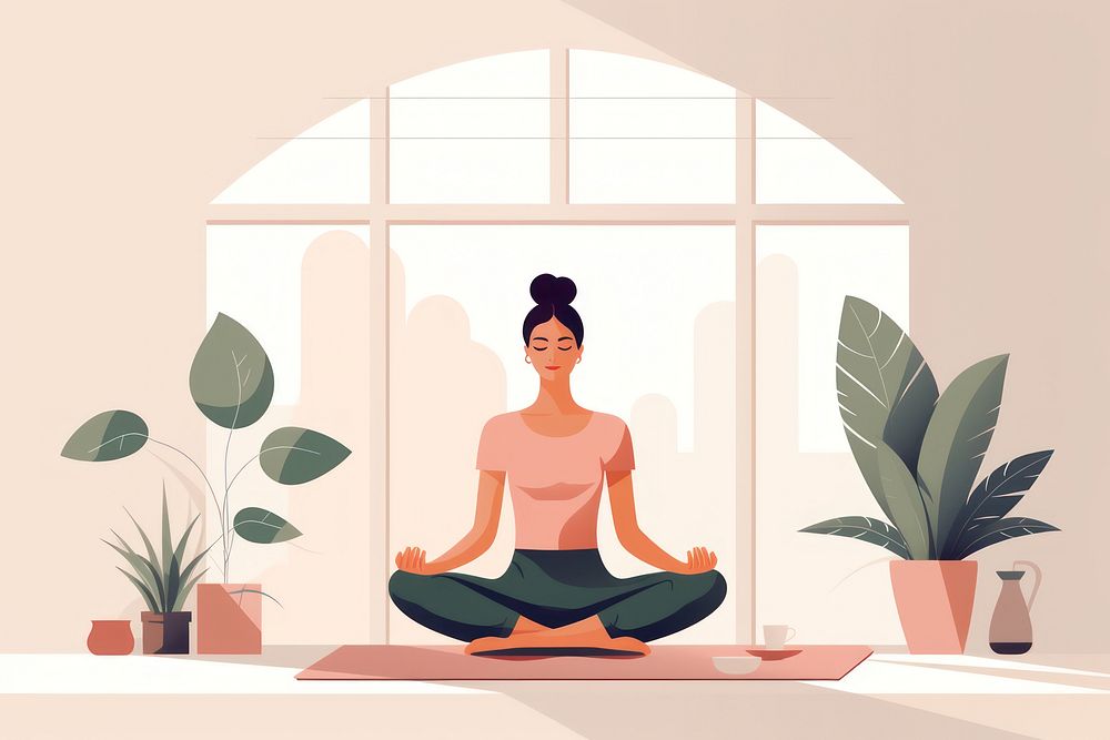 Yoga exercise fitness female. AI generated Image by rawpixel.