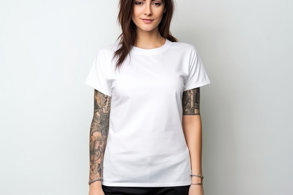T-shirt sleeve women white. AI generated Image by rawpixel.
