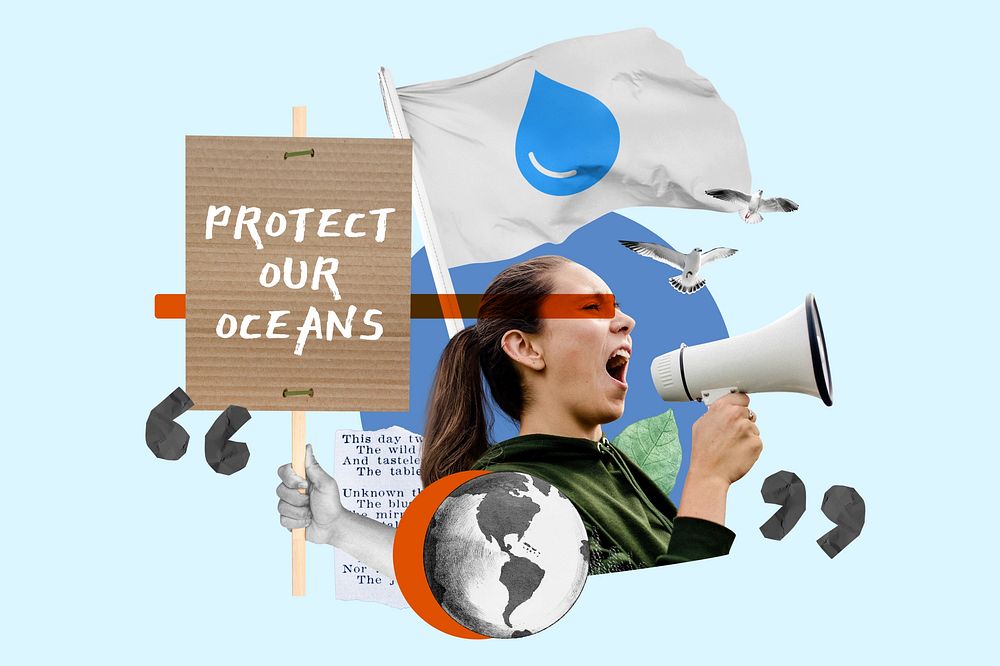 Protect our oceans, environmental protest remix
