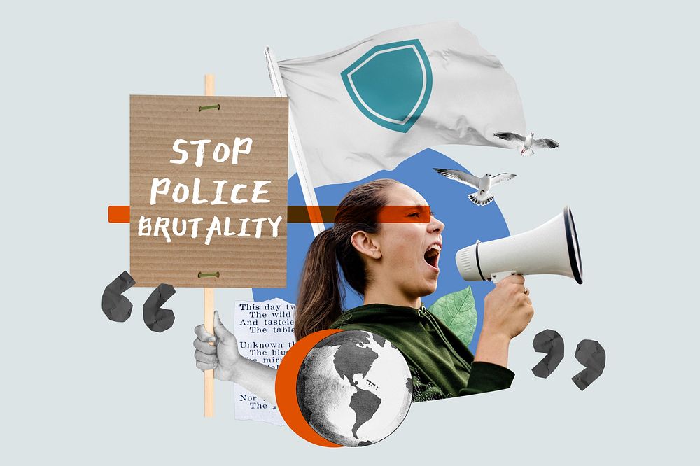 Stop police brutality, woman protesting remix