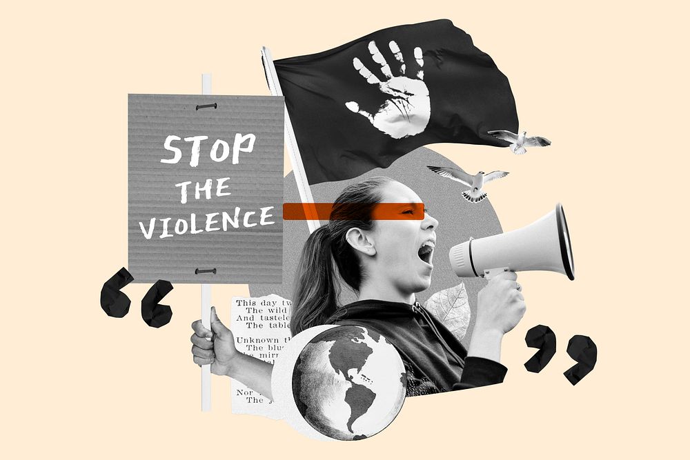 Stop the violence, woman protesting remix