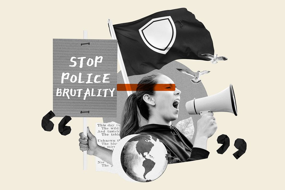 Stop police brutality, woman protesting remix