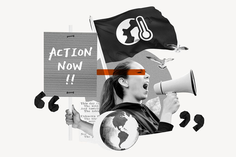 Action now, environment activism collage art