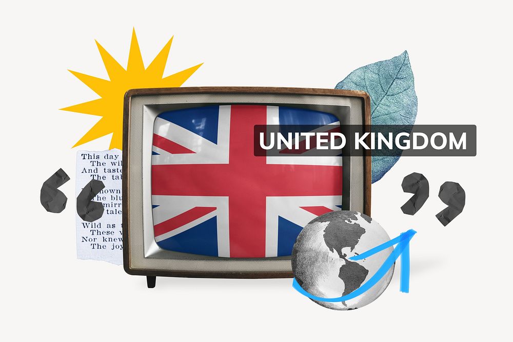 United Kingdom, TV news collage illustration