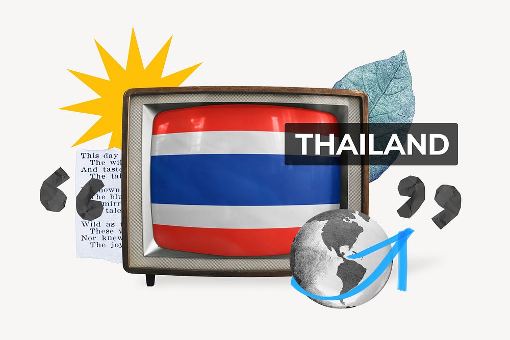 Thailand, TV news collage illustration