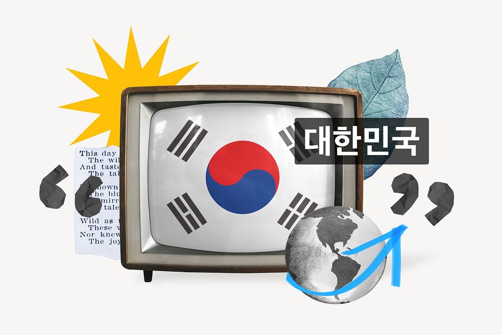 South Korea, TV news collage illustration