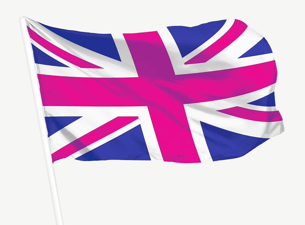 Waving UK flag collage element psd