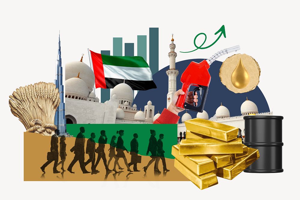 UAE economy, money finance collage