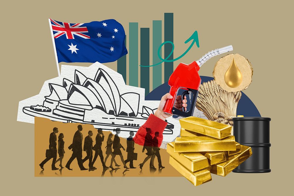 Australian economy, money finance collage