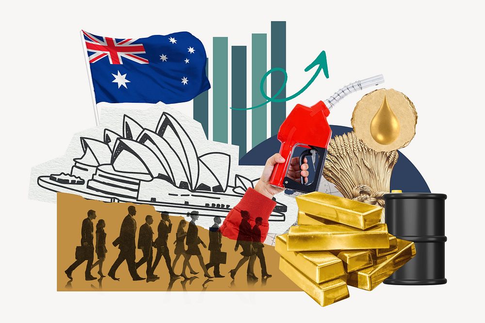 Australian economy, money finance collage