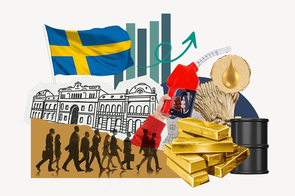 Swedish economy, money finance collage