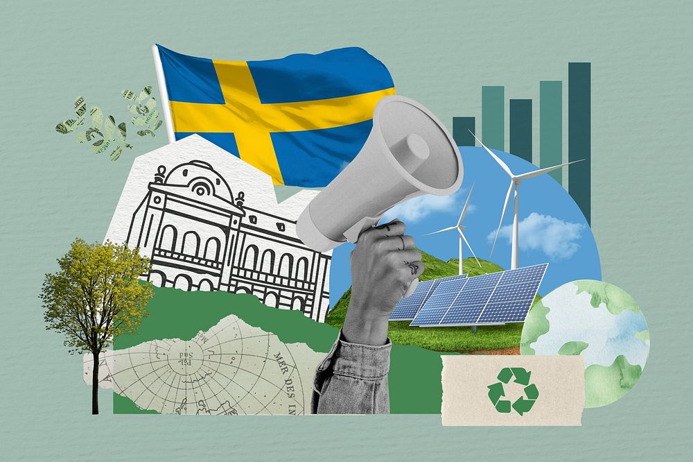 Swedish climate protest, environment collage