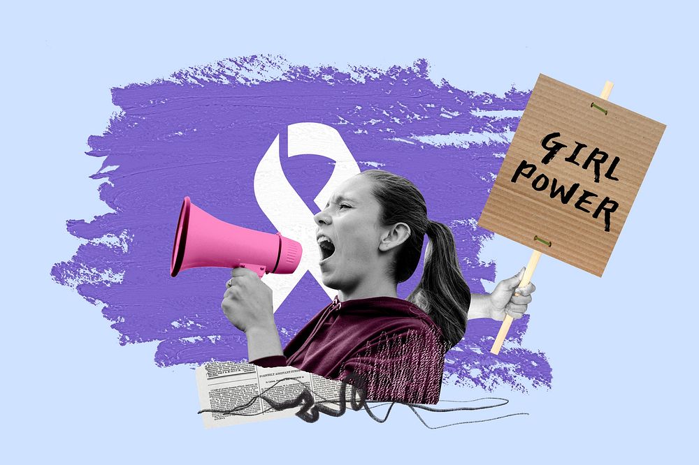 Girl power protest activism photo collage