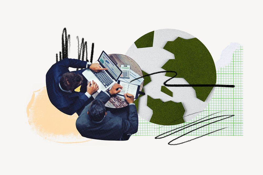 Business partners corporate ripped paper collage