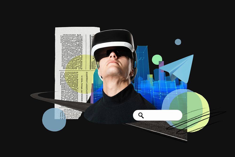 VR experience technology photo collage