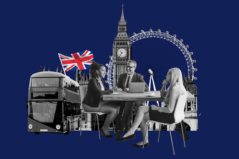 British partnership business photo collage