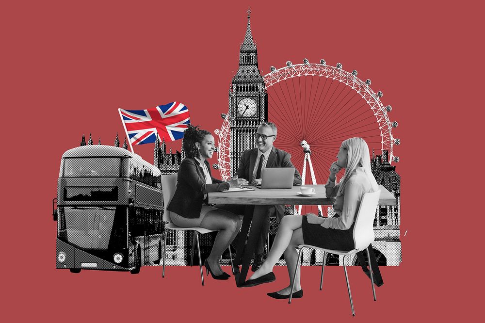 British partnership business photo collage