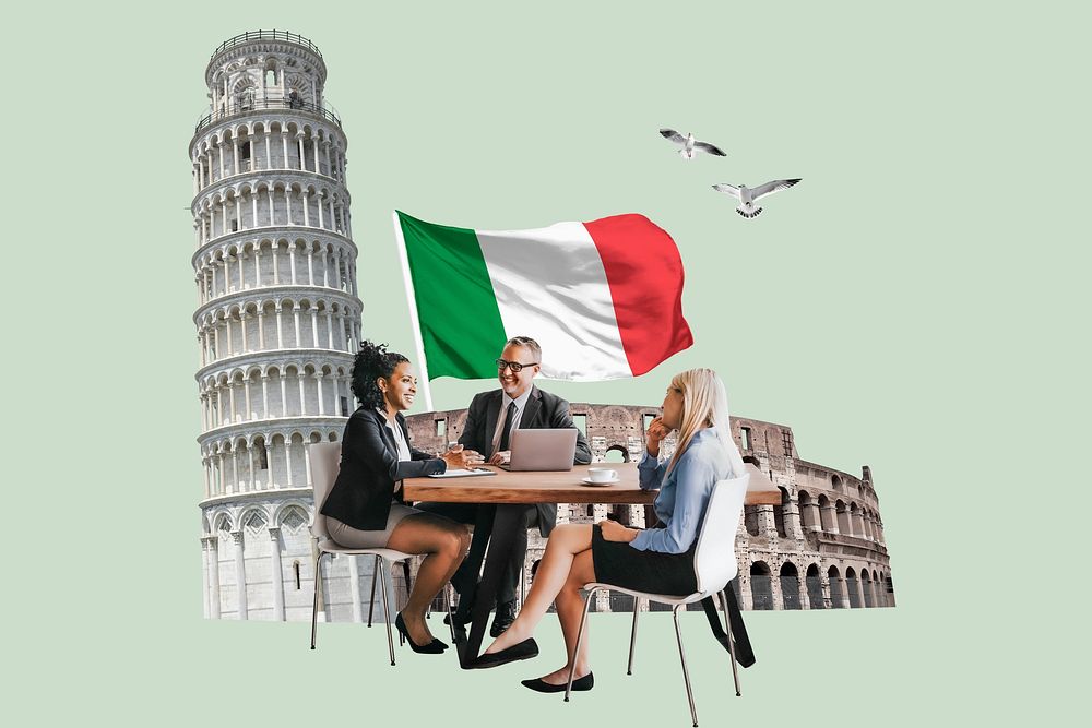 Italian partnership business photo collage