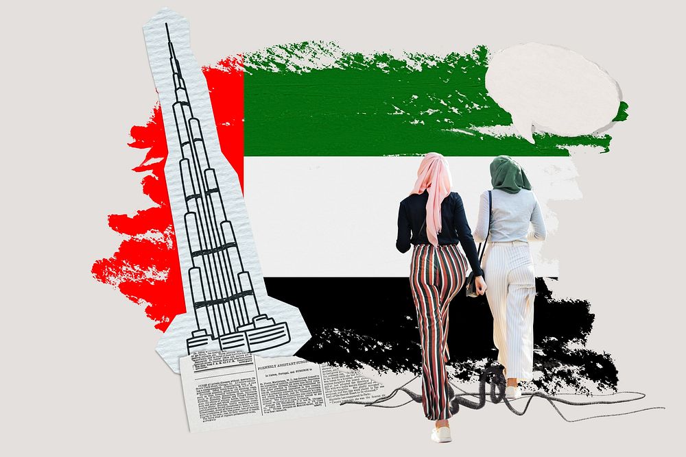 Move to UAE, education paper collage