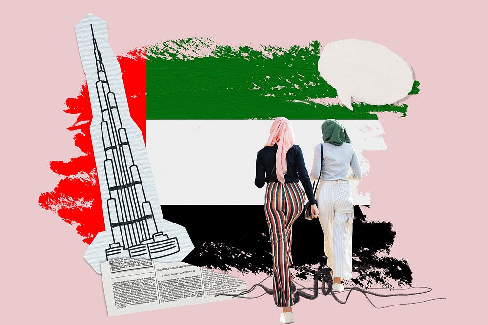 Move to UAE, education paper collage