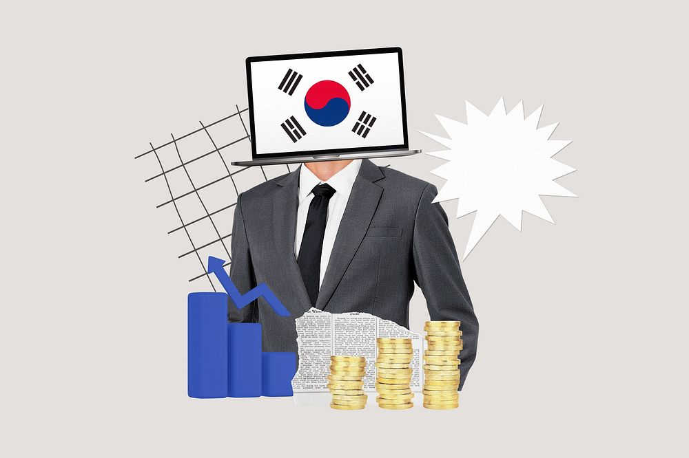 South Korean economy, global trading collage
