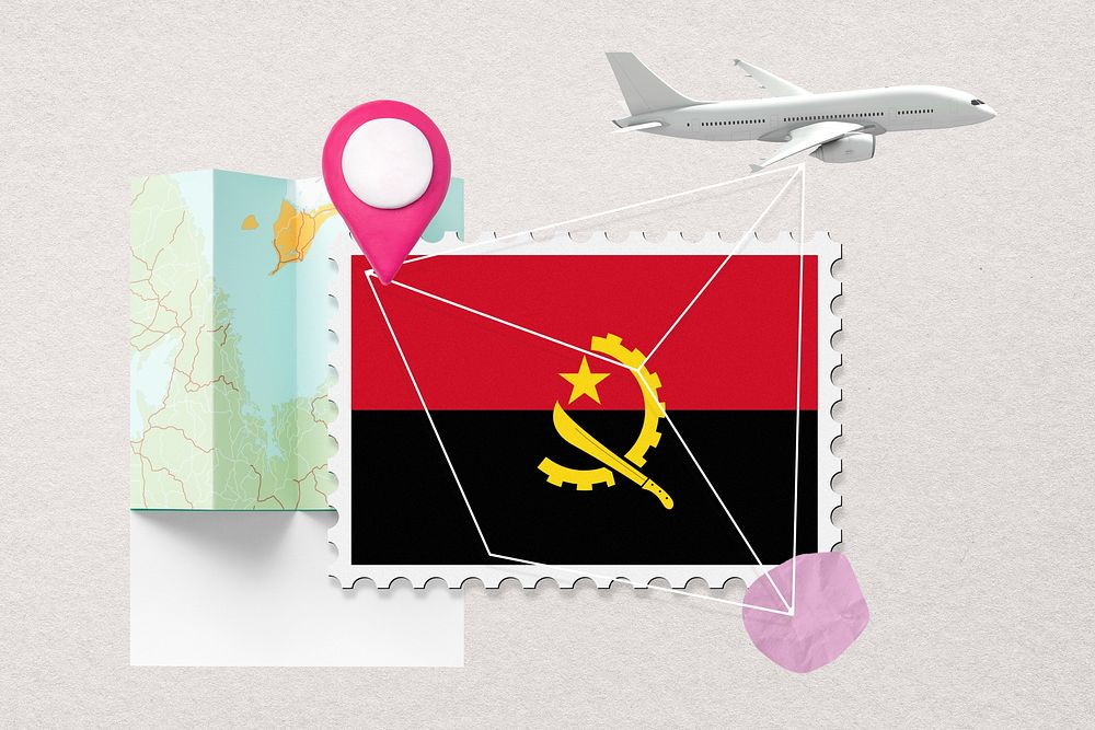 Angola travel, stamp tourism collage illustration