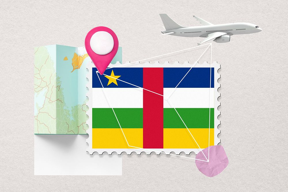 Central African Republic travel, stamp tourism collage illustration