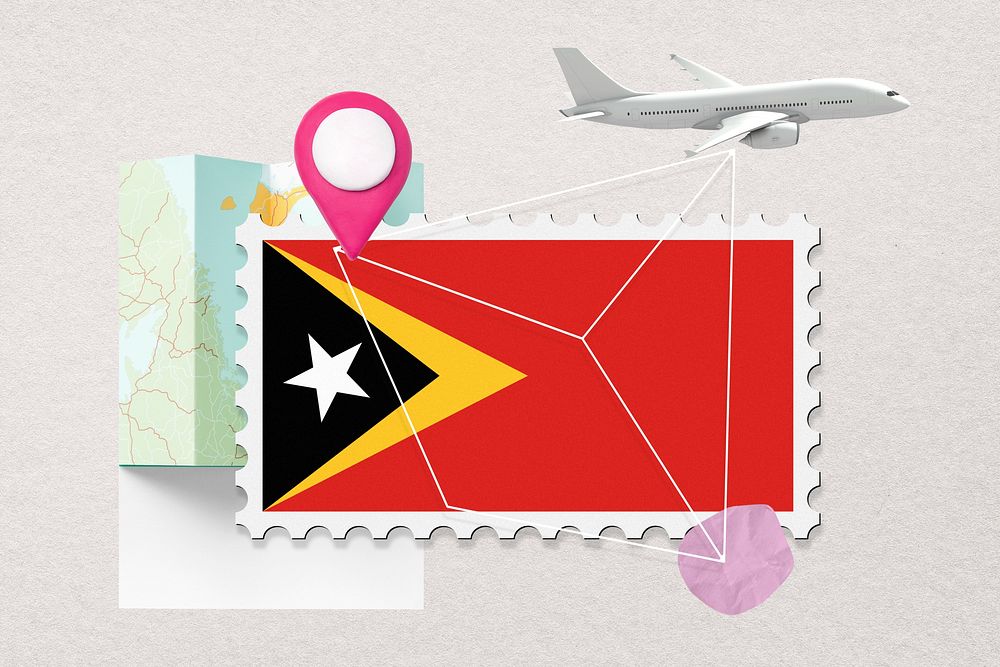 East Timor travel, stamp tourism collage illustration