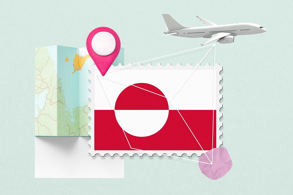 Travel, stamp tourism collage illustration