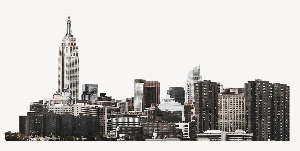 New York monochrome cityscape collage element psd