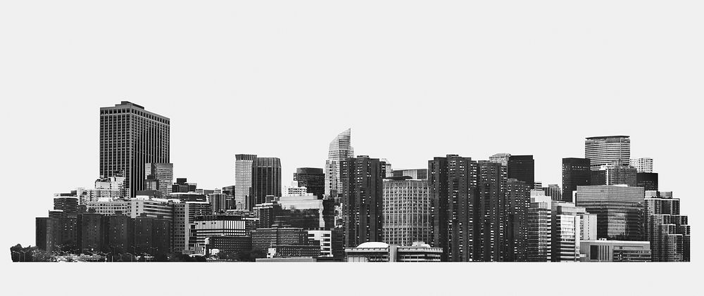 Monochrome cityscape collage element psd