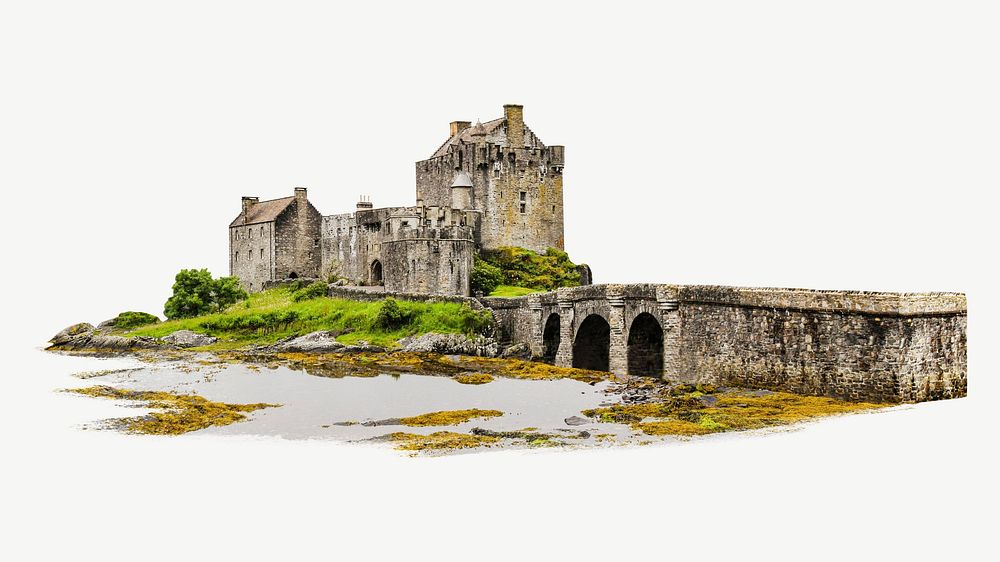 Eilean Donan castle in Scotland collage element psd
