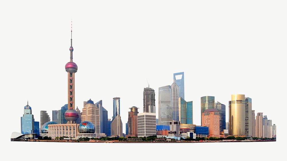 Shanghai cityscape collage element psd