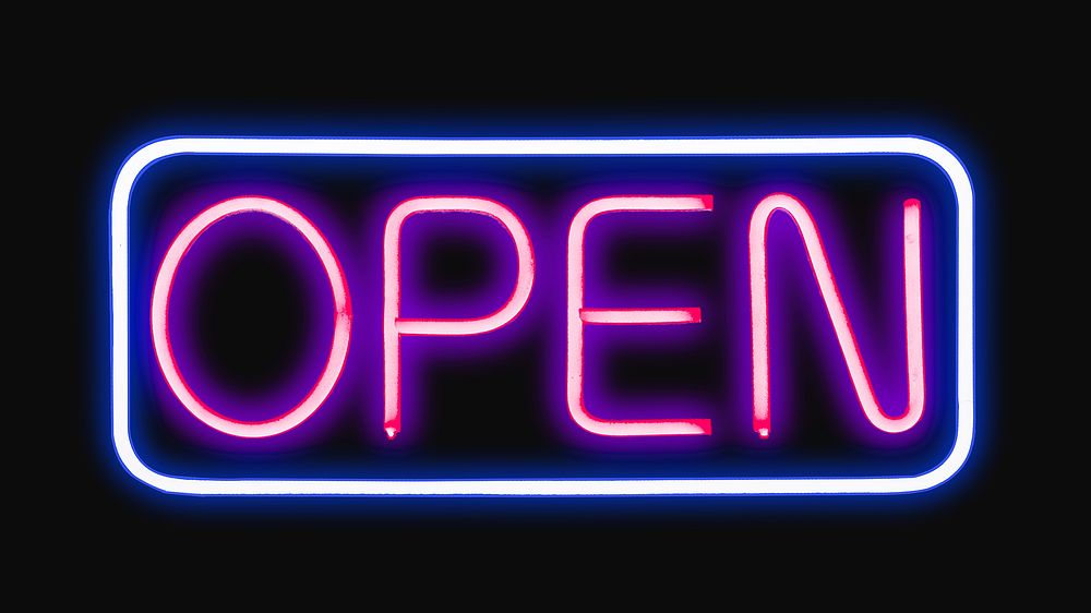 Pink neon bar open sign