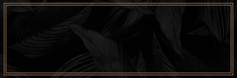 Black botanical gold frame background for banner