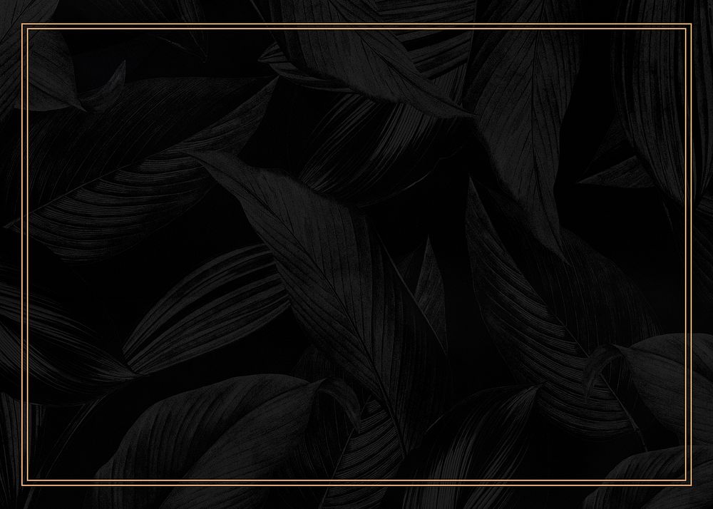 Black botanical gold frame background design