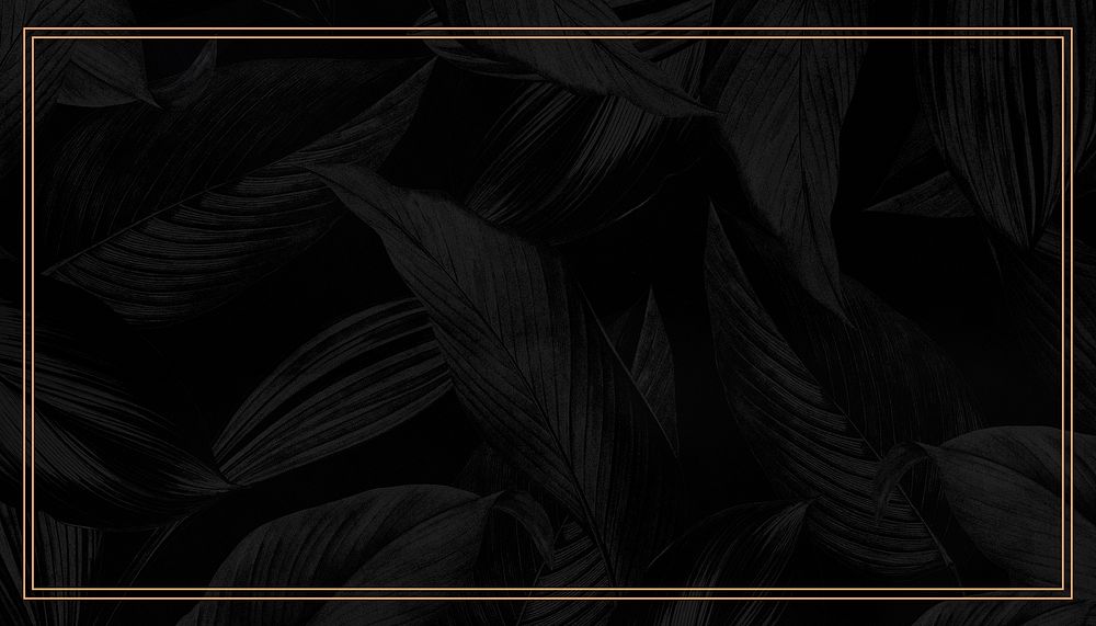 Black botanical gold frame background design