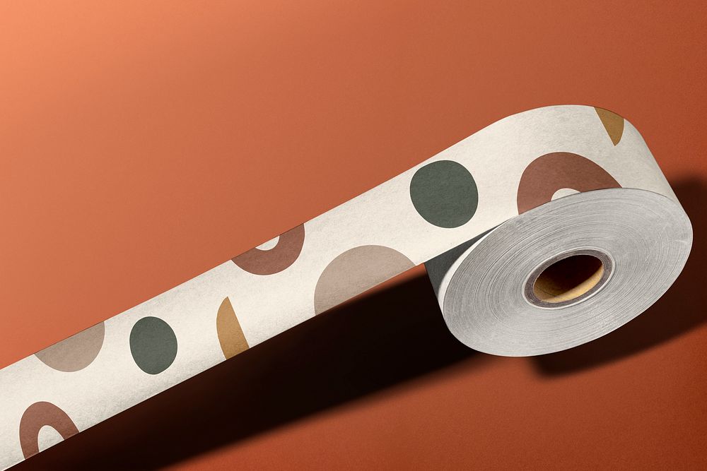 Patterned paper tape mockup, product packing essential psd