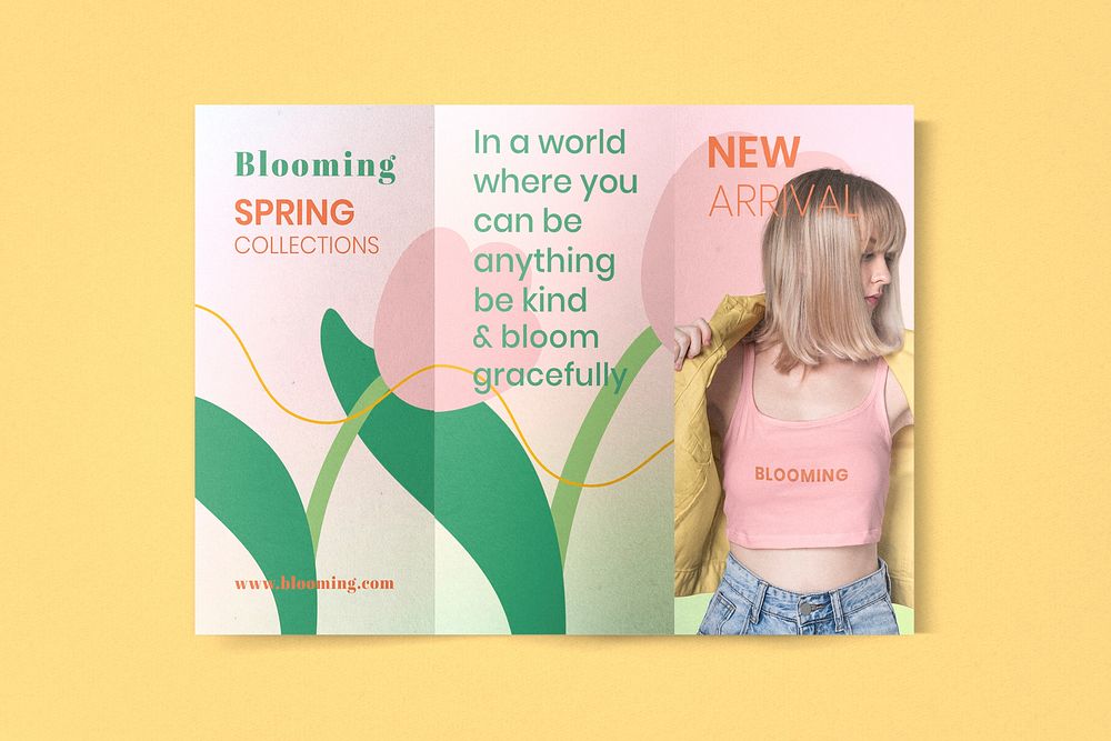 Tri-fold brochure mockup, gradient aesthetic psd