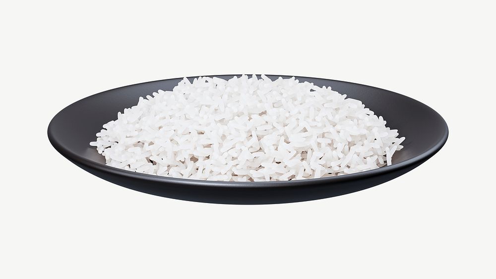 3D rice plate illustration collage element psd