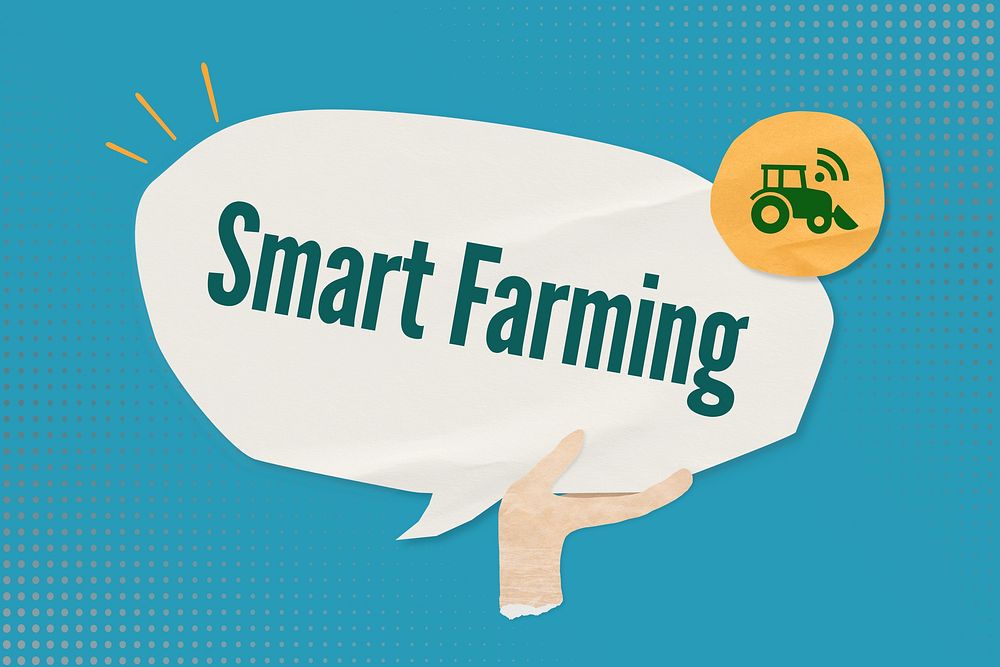 Smart farming word, speech bubble paper craft