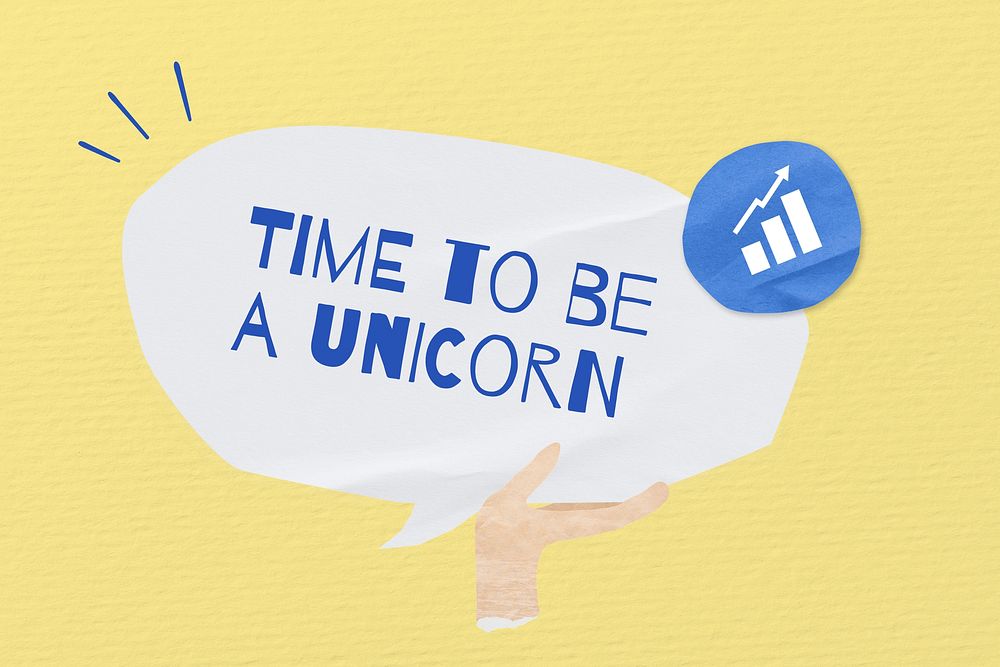 Unicorn quote, speech bubble paper craft