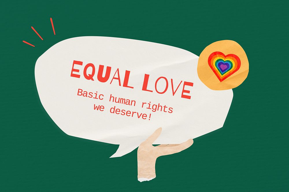 Equal love word, speech bubble paper craft