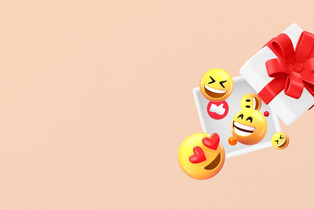 Happy emoticons background, 3D illustration