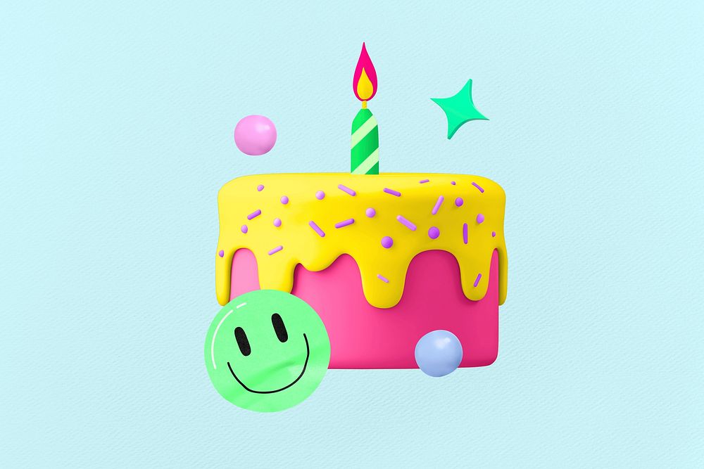 3D birthday cake, element illustration
